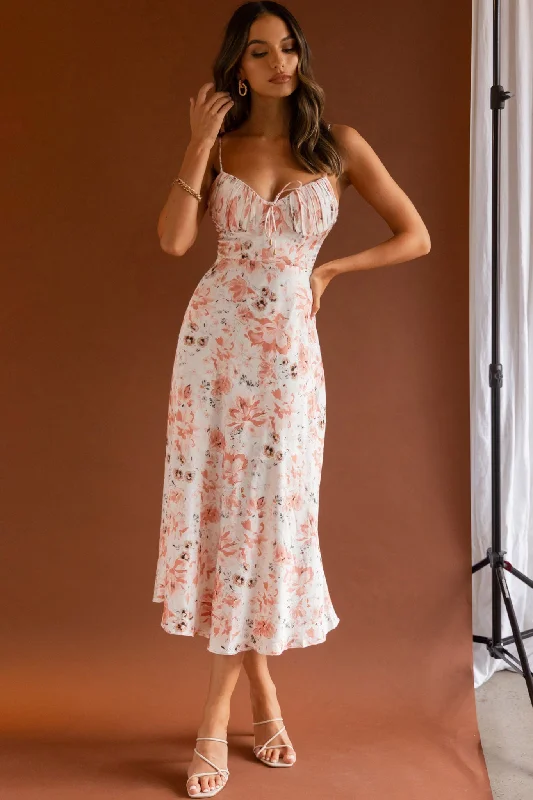Mini Women Dress with a Short Hem for a Young and Trendy StyleMalibu Gathered Bust Cami Strap Midi Dress Floral Pink Mini Women Dress with a Short Hem for a Young and Trendy StyleMalibu Gathered Bust Cami Strap Midi Dress Floral Pink