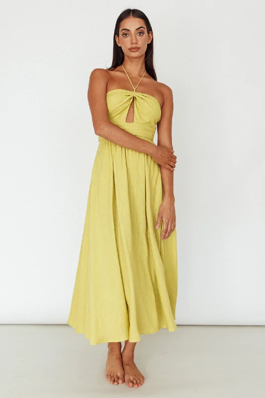 Maravilhosa Keyhole Halter Midi Dress Lime