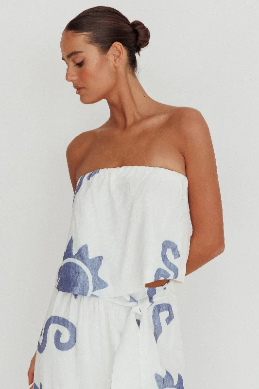 Lace - Embellished Women Dress for an Elegant and Sophisticated AppearanceNectar Sun Print Strapless Top Blue Lace - Embellished Women Dress for an Elegant and Sophisticated AppearanceNectar Sun Print Strapless Top Blue