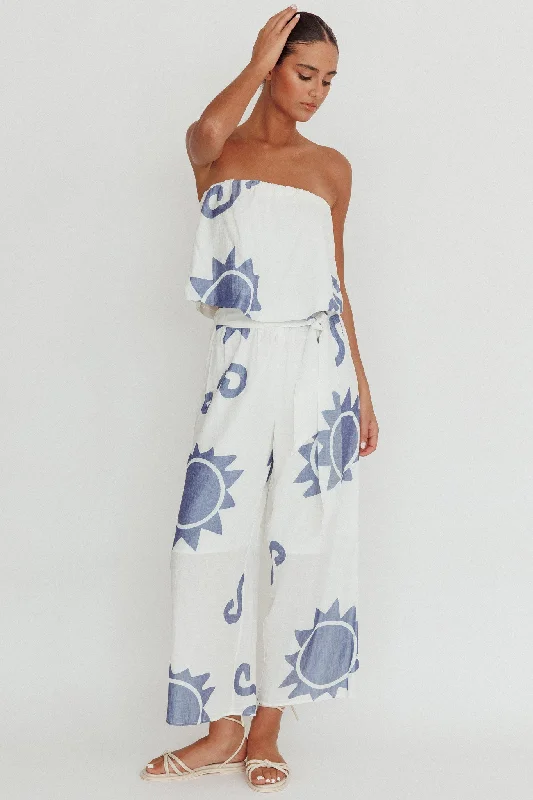 Mermaid - Style Women Dress with a Fitted Silhouette for Special OccasionsNectar Sun Print Wide Leg Pants Blue Mermaid - Style Women Dress with a Fitted Silhouette for Special OccasionsNectar Sun Print Wide Leg Pants Blue