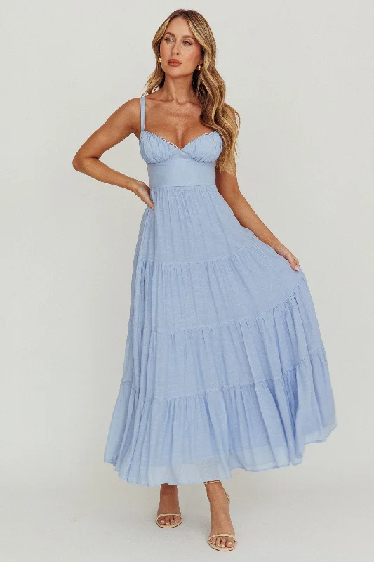 Mermaid - Style Women Dress with a Fitted Silhouette for Special OccasionsNeptune Cut Out Back A-Line Maxi Dress Blue Mermaid - Style Women Dress with a Fitted Silhouette for Special OccasionsNeptune Cut Out Back A-Line Maxi Dress Blue
