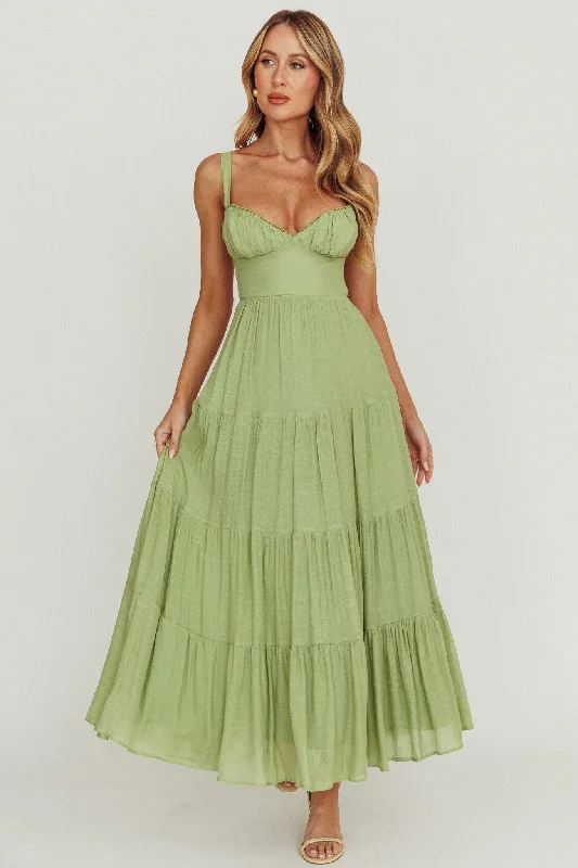 Empire Waist Women Dress to Accentuate the Bust and Conceal the WaistNeptune Cut Out Back A-Line Maxi Dress Sage Empire Waist Women Dress to Accentuate the Bust and Conceal the WaistNeptune Cut Out Back A-Line Maxi Dress Sage