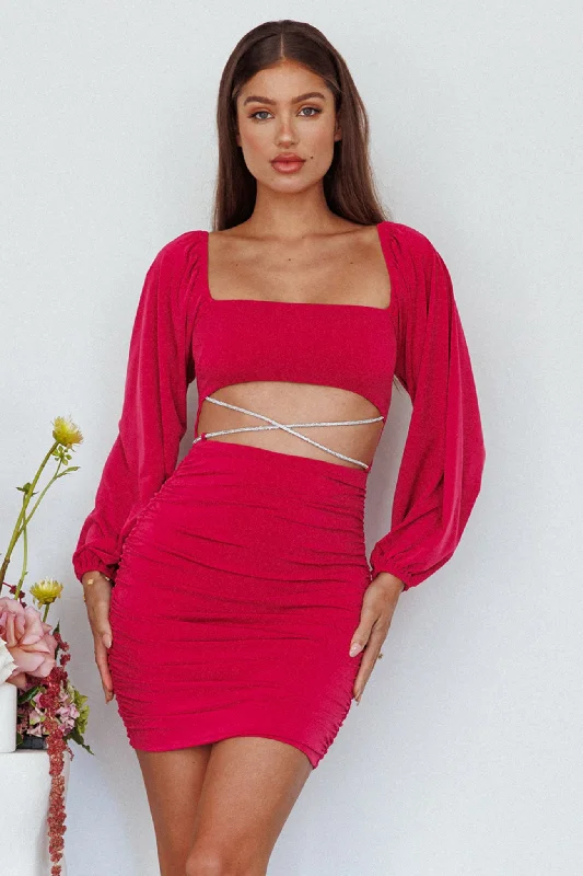 Backless Women Dress for a Sexy and Alluring Look at Evening EventsNohemi Long Sleeve Diamante Mini Dress Plum