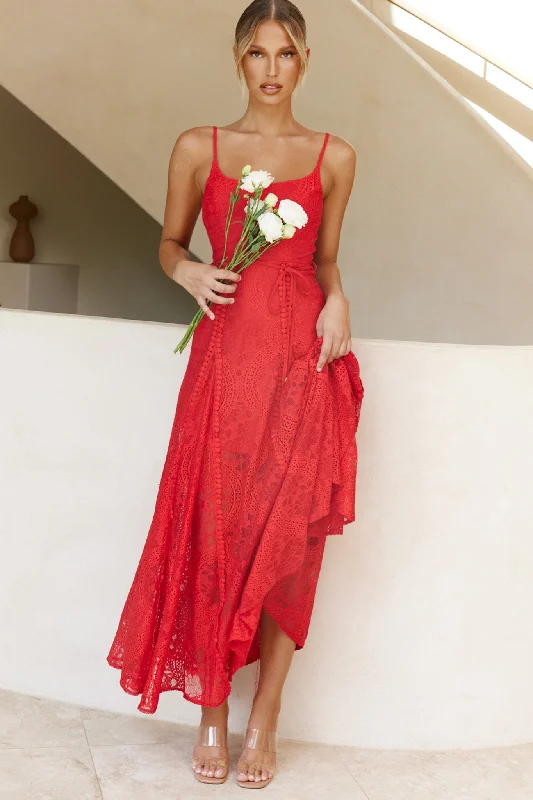 Maxi Women Dress with Floral Print for a Bohemian VibePalm Springs Lace Overlay Maxi Dress Red Maxi Women Dress with Floral Print for a Bohemian VibePalm Springs Lace Overlay Maxi Dress Red
