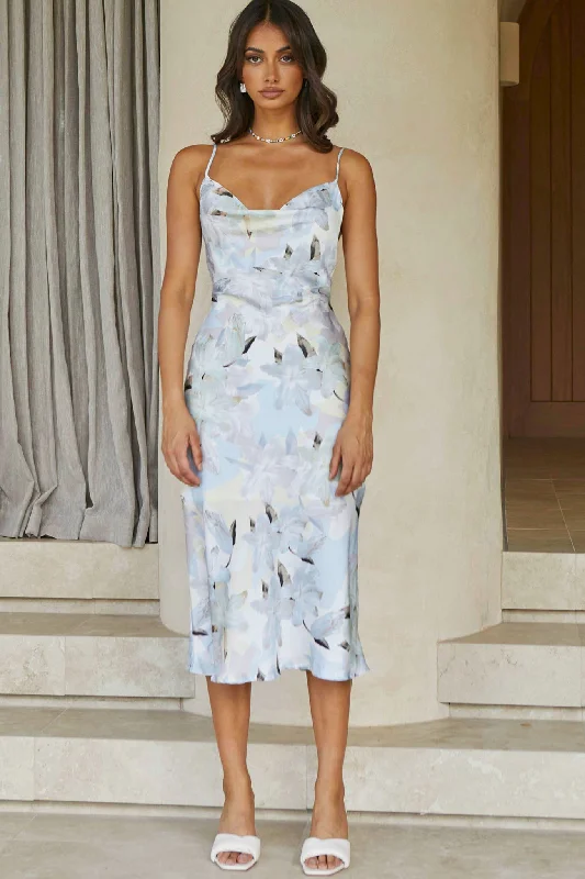Little Black Women Dress with Sequins for a Glamorous Night OutShow Me Love Cowl Neck Midi Dress Lily Print Blue Little Black Women Dress with Sequins for a Glamorous Night OutShow Me Love Cowl Neck Midi Dress Lily Print Blue