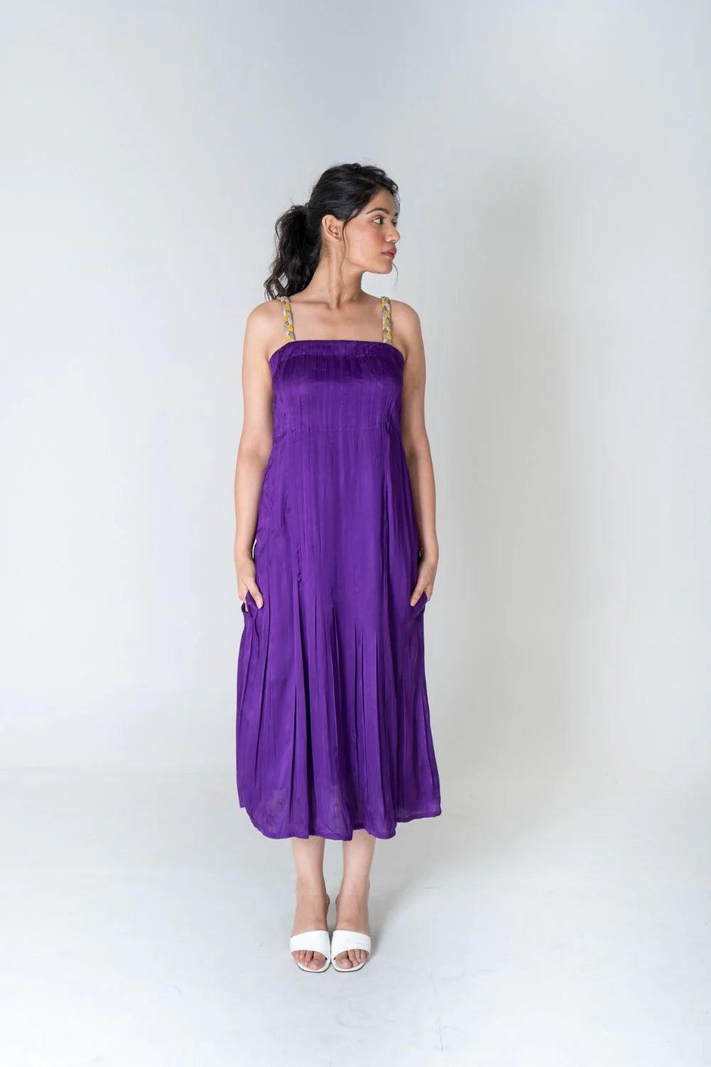 Wrap - Style Women Dress with Adjustable Fit for All Body Types Wrap - Style Women Dress with Adjustable Fit for All Body Types Color-Blocked Braided Sleeveless Purple Maxi Dress Wrap - Style Women Dress with Adjustable Fit for All Body Types Wrap - Style Women Dress with Adjustable Fit for All Body Types Color-Blocked Braided Sleeveless Purple Maxi Dress