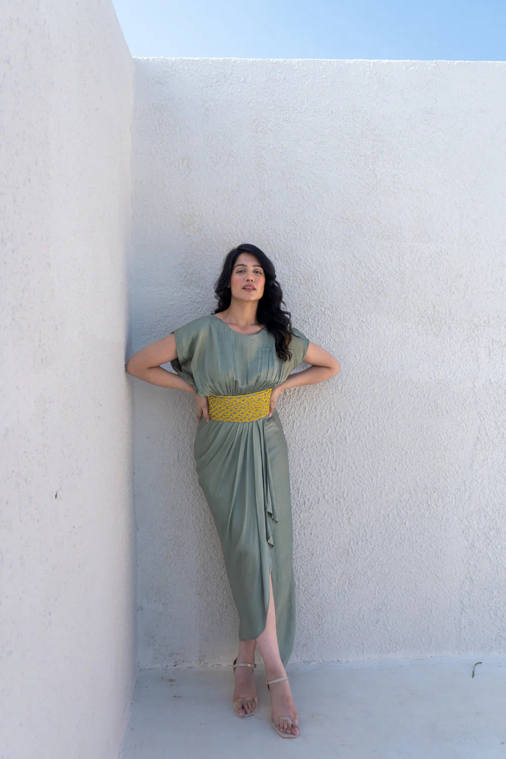 Wrap - Style Women Dress with Adjustable Fit for All Body Types Wrap - Style Women Dress with Adjustable Fit for All Body Types Green-Yellow Braided Cocktail Gown Wrap - Style Women Dress with Adjustable Fit for All Body Types Wrap - Style Women Dress with Adjustable Fit for All Body Types Green-Yellow Braided Cocktail Gown