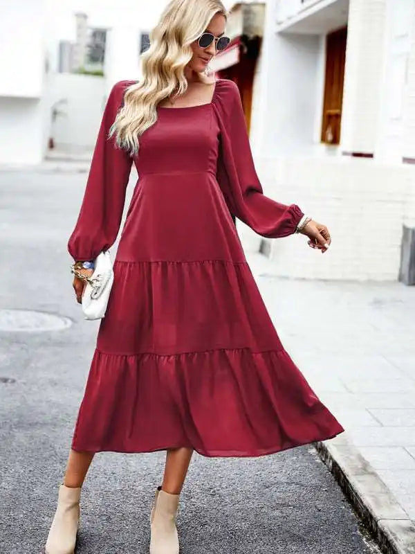 Long - Sleeve Women Dress in Velvet for a Luxurious Winter Look Long - Sleeve Women Dress in Velvet for a Luxurious Winter Look Elegant and Elegant Multi-Layer Long Skirt With Square Collar Long - Sleeve Women Dress in Velvet for a Luxurious Winter Look Long - Sleeve Women Dress in Velvet for a Luxurious Winter Look Elegant and Elegant Multi-Layer Long Skirt With Square Collar
