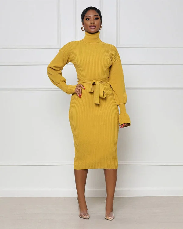 Midi dresses with tassel accents for a bohemian and free - spirited styleFine Line High Neck Sweater Dress Midi dresses with tassel accents for a bohemian and free - spirited styleFine Line High Neck Sweater Dress