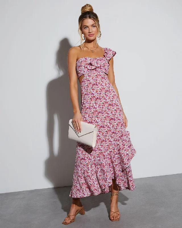 Midi dresses with tiered skirts for a bohemian festival lookJolie Floral One Shoulder Maxi Dress Midi dresses with tiered skirts for a bohemian festival lookJolie Floral One Shoulder Maxi Dress