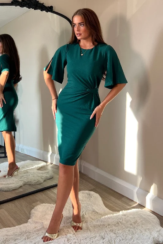 Midi dresses with denim fabric for a casual yet stylish day outJose Green Short Sleeves Bodycon Dress Midi dresses with denim fabric for a casual yet stylish day outJose Green Short Sleeves Bodycon Dress