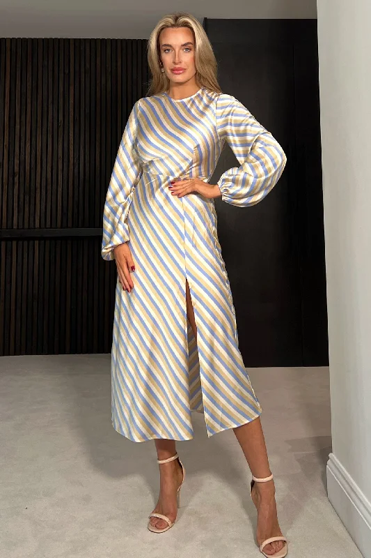 Midi dresses with bow accents for a sweet and charming lookMariana Pastel Stripe Midi Dress Midi dresses with bow accents for a sweet and charming lookMariana Pastel Stripe Midi Dress