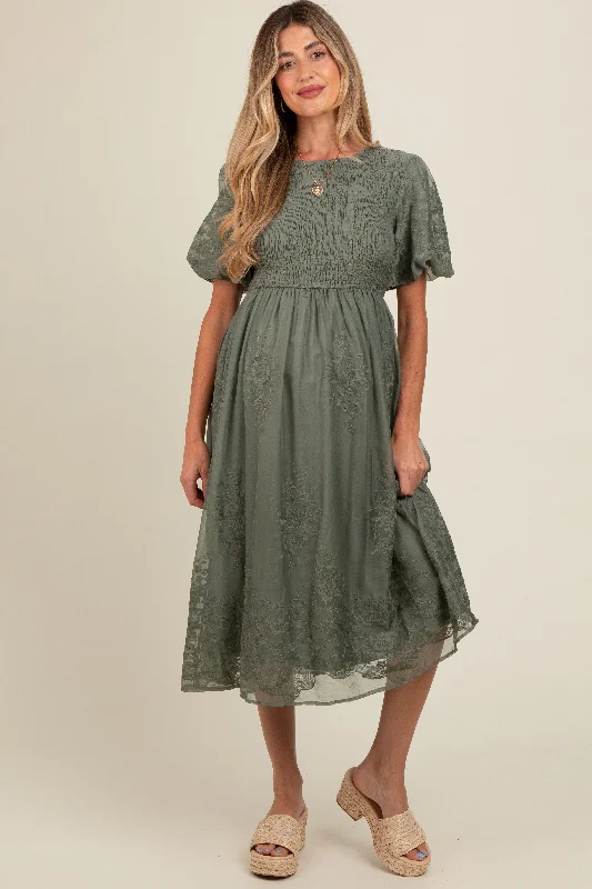 Midi dresses with fringe details for a fun and energetic styleOlive Floral Lace Smocked Maternity Midi Dress Midi dresses with fringe details for a fun and energetic styleOlive Floral Lace Smocked Maternity Midi Dress