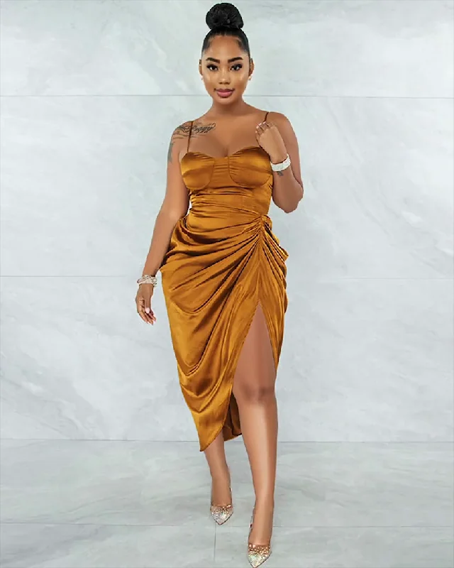 Midi dresses with wrap - around skirts for a customizable fitSATIN BALCONY CORSET DRESS Midi dresses with wrap - around skirts for a customizable fitSATIN BALCONY CORSET DRESS