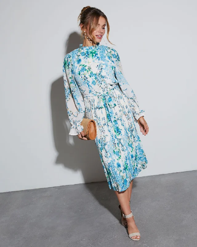 Midi dresses with embroidered accents for a unique and detailed designTempe Floral Ruffle Midi Dress Midi dresses with embroidered accents for a unique and detailed designTempe Floral Ruffle Midi Dress