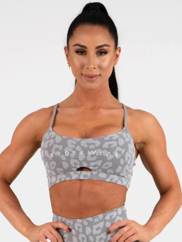 unpadded women sport bra for a natural feelAnimal Sports Bra - Leopard Grey