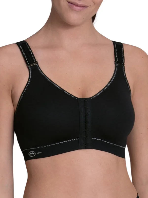 moisture wicking women sport bra for drynessFront Closure Sports Bra - Black