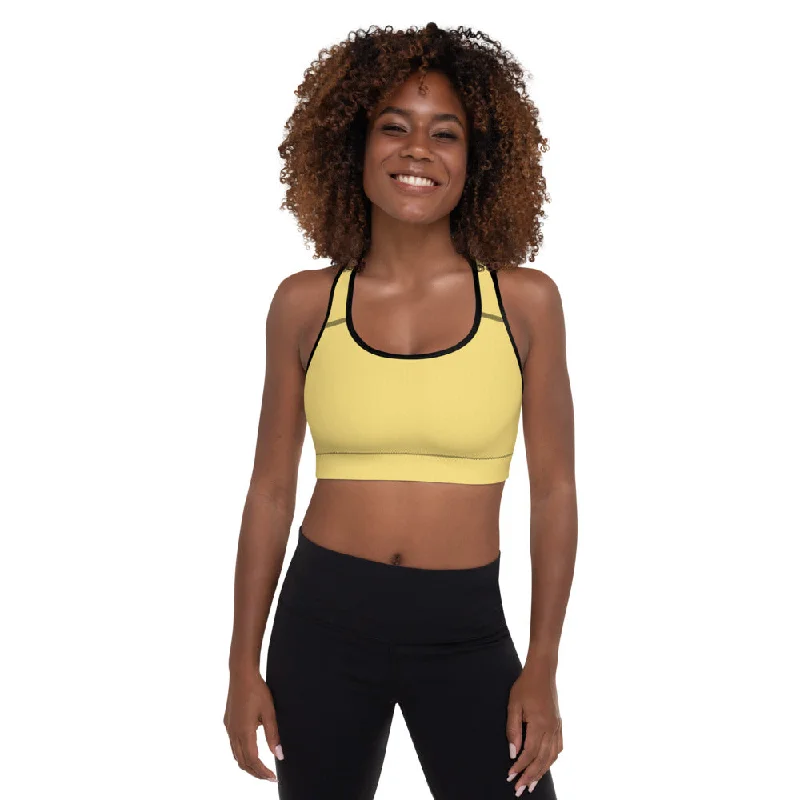 hypoallergenic women sport bra for sensitive skinDaisy Yellow Padded Sports Bra