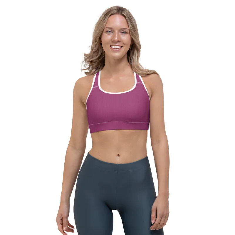 printed women sport bra with floral patternsHibiscus Purple Sports Bra