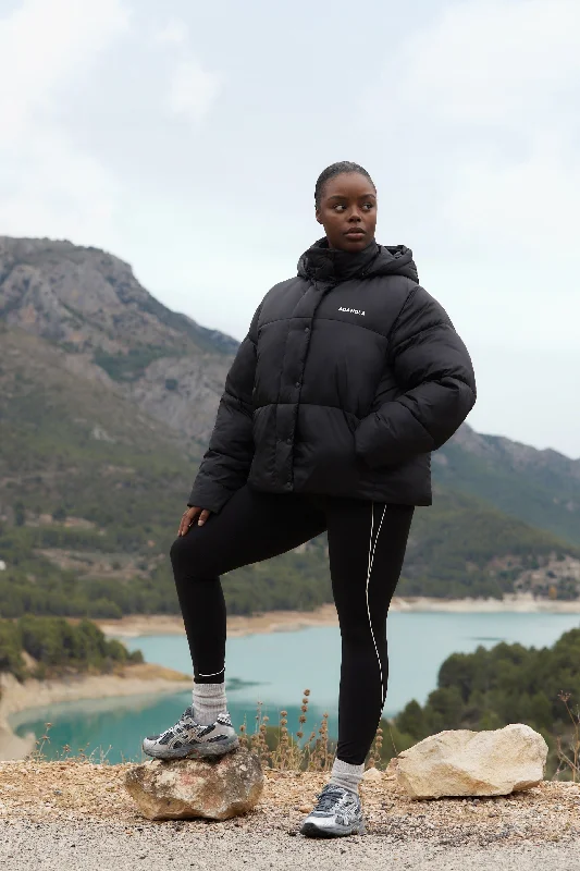 quick drying women sport bra for convenienceOversized Puffer Jacket - Black