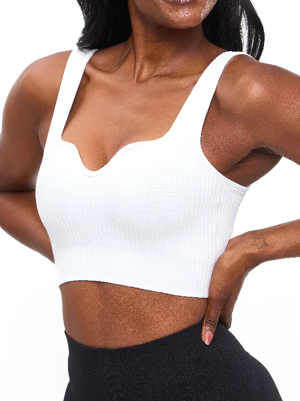 plus size low impact women sport braRibbed Seamless Crop - White
