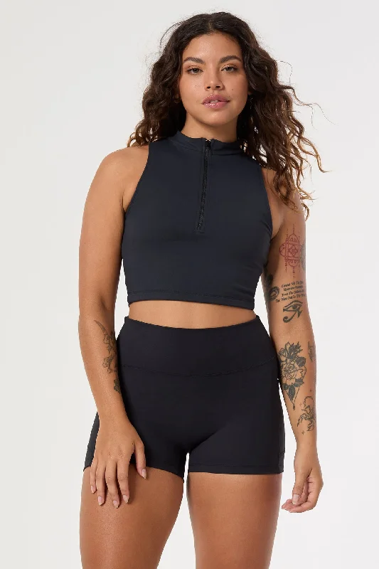 seamless women sport bra for smooth under clothesSiv Half Zip Crop Top | Recycled Polyester | Black seamless women sport bra for smooth under clothesSiv Half Zip Crop Top | Recycled Polyester | Black