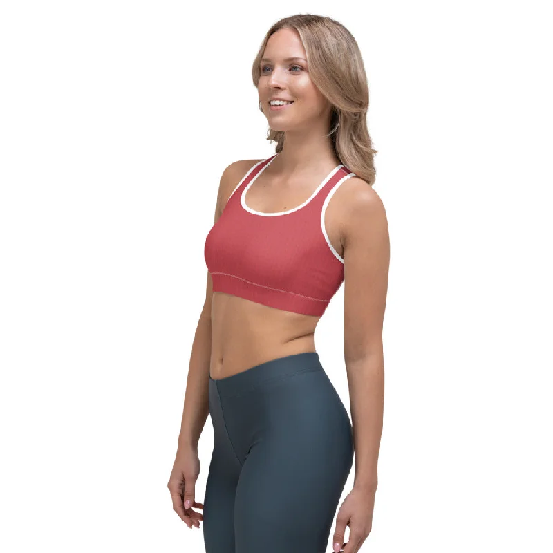 unpadded women sport bra for a natural feelStrawberry Red Sports Bra