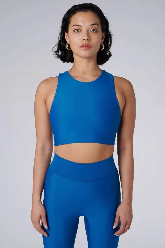 affordable women sport bra for budget - conscious shoppersTula High Neck Racer Back Crop Top | Recycled Nylon | Aegean affordable women sport bra for budget - conscious shoppersTula High Neck Racer Back Crop Top | Recycled Nylon | Aegean