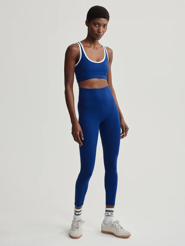 medium impact women sport bra for cyclingVarley Move Selma Bra - Blue Depth / White