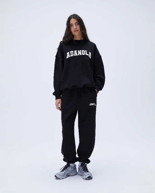high impact convertible women sport braVarsity Sweatpants - Black