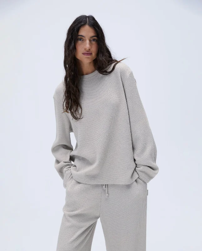 high impact convertible women sport braWaffle Long Sleeve T-shirt - Stone