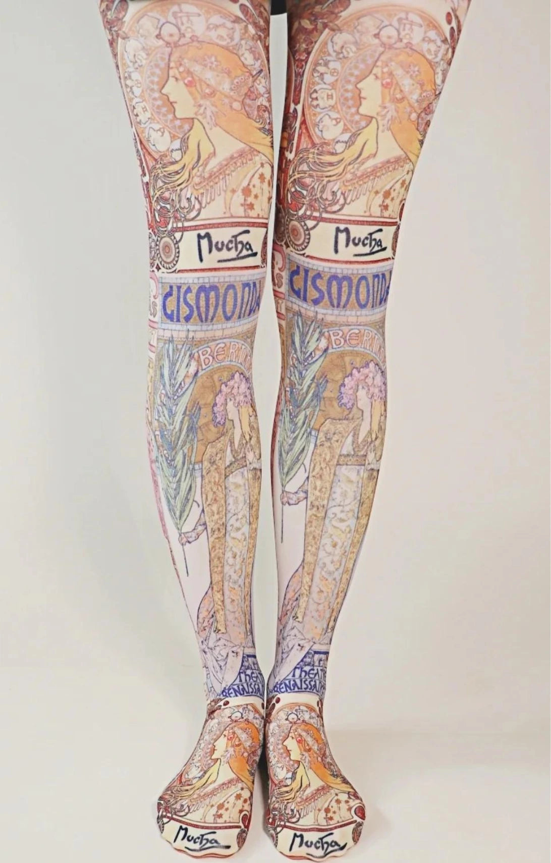 women tights for a New Year's Eve celebrationAlfons Maria Mucha Printed Art Tights