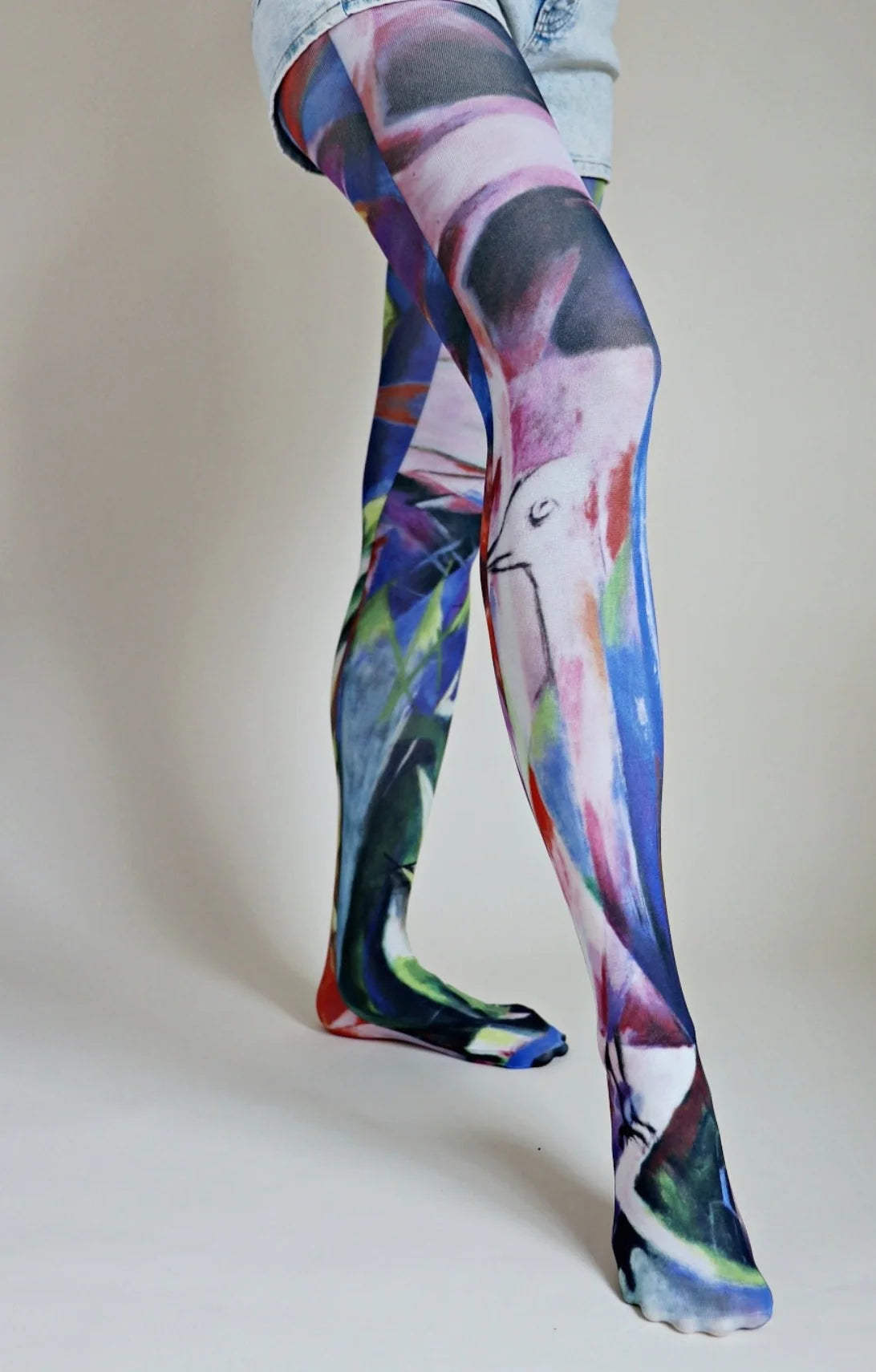 colorful women tights in bright red for a bold statementBirds By Franz Marc Printed Art Tights
