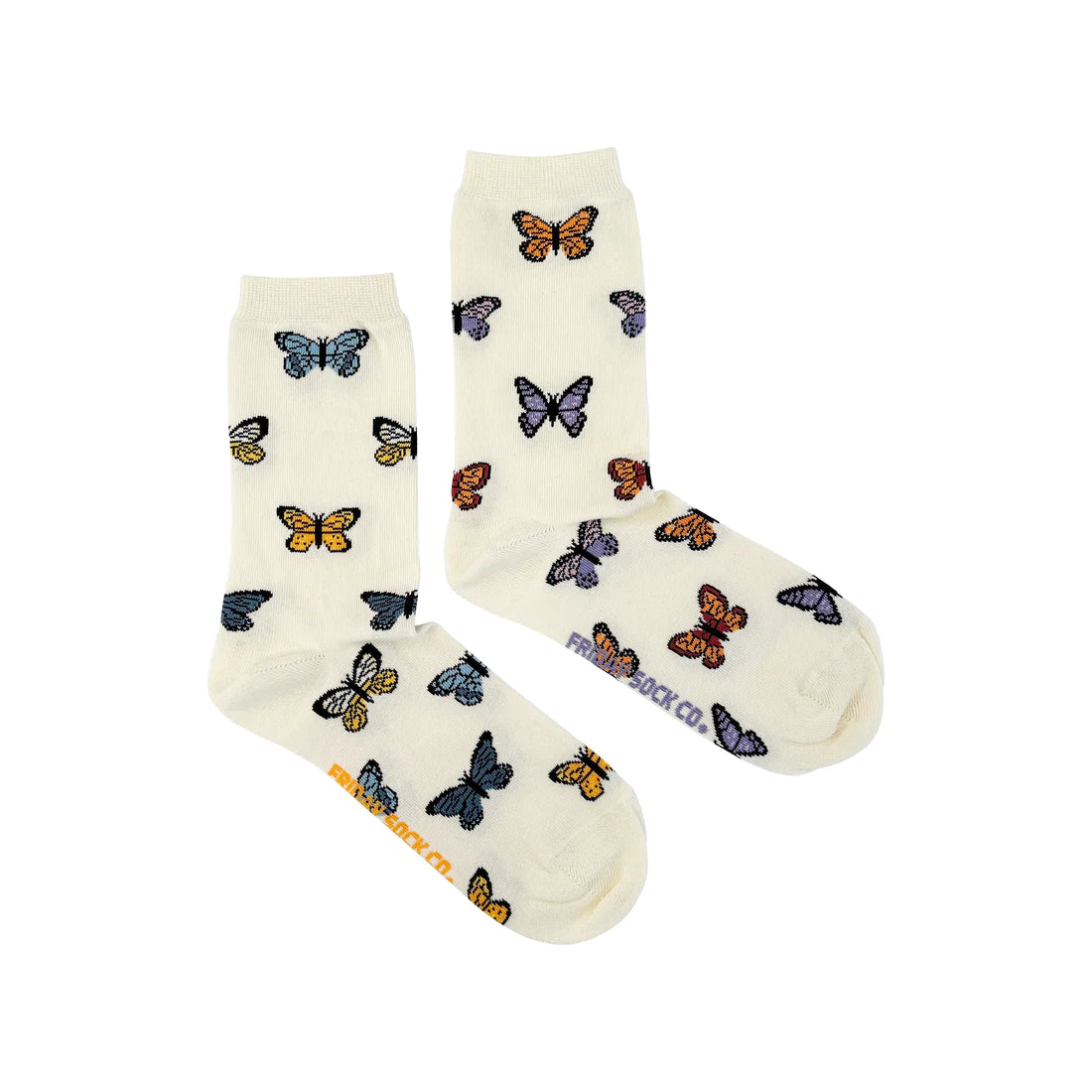 Women's thigh - high socks in a fishnet patternButterfly Mismatched Socks