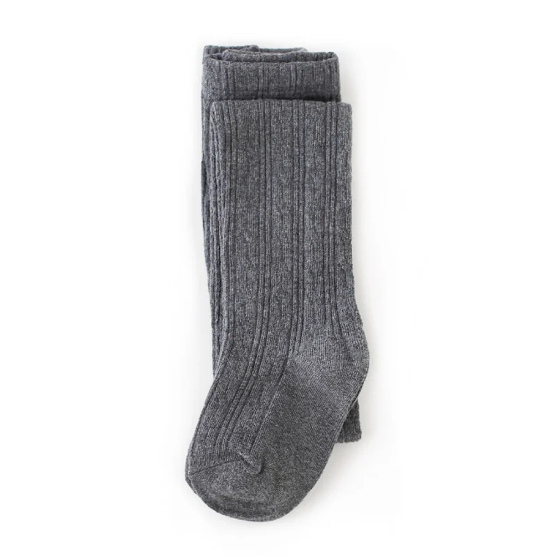 pastel - colored women tights for a soft aestheticCharcoal Gray Cable Knit Tights