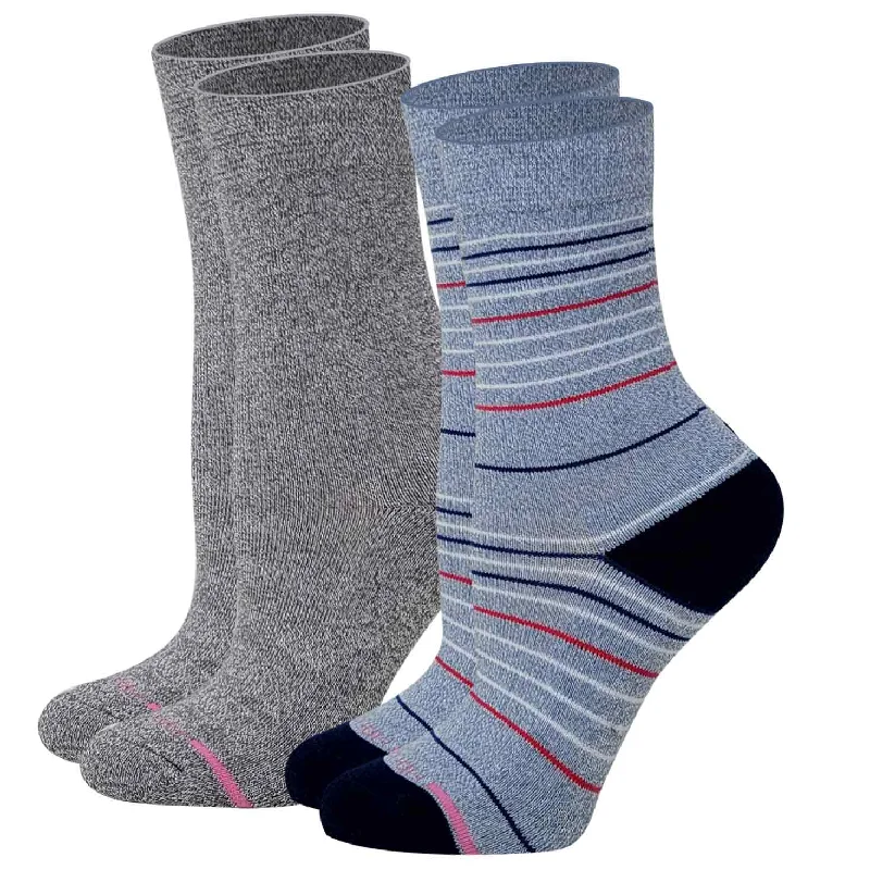 Crew Diabetic Socks | Thin Stripe Half-Cushion | Dr Motion ( 2 Pack )