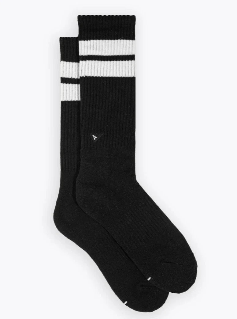 Women's leather - look socks for an edgy styleCrew Sock Long Retro - Black Noir