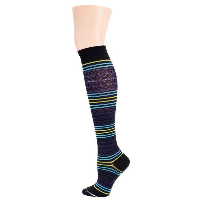 Women's over - the - calf socks with a stripe designCompression Knee High Socks | Soft Aztec Athleisure 15-20 mmHg | Womens (1 Pair)
