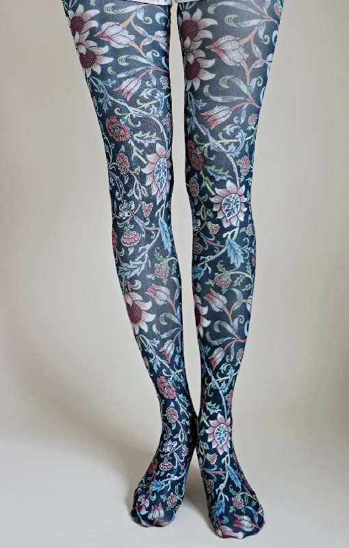 women tights made of cotton for breathabilityEVENLODE by William Morris Printed Art Tights
