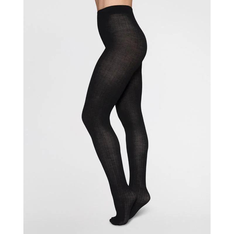 Argyle - printed stockings for a preppy styleFreja Rib Knit - Organic Wool Tights