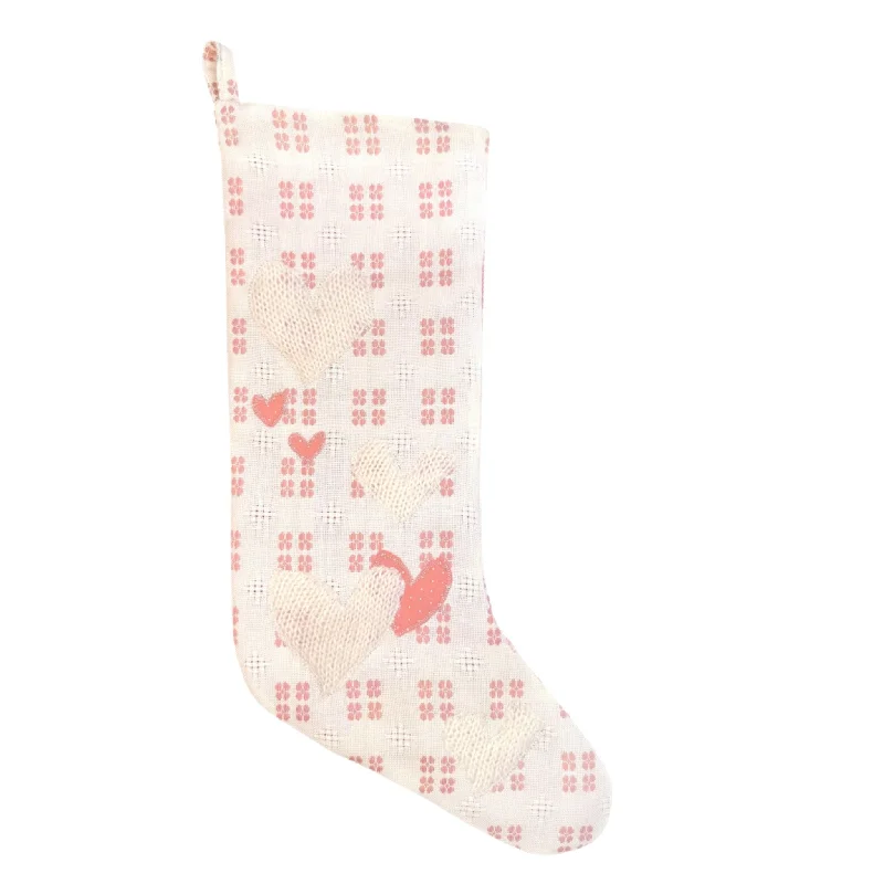 Grey stockings for a neutral and modern optionHEIRLOOM CHRISTMAS STOCKING - VINTAGE WEAVE HEARTS