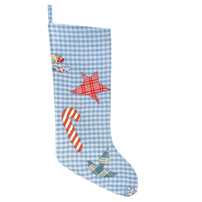 Leather - look stockings for an edgy styleHEIRLOOM CHRISTMAS STOCKING - BLUE PLAID TOYLAND