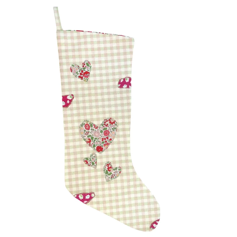 Wool - blend stockings for warmth in winterHEIRLOOM CHRISTMAS STOCKING - PLAID LIBERTY 'SIGNS OF LOVE'