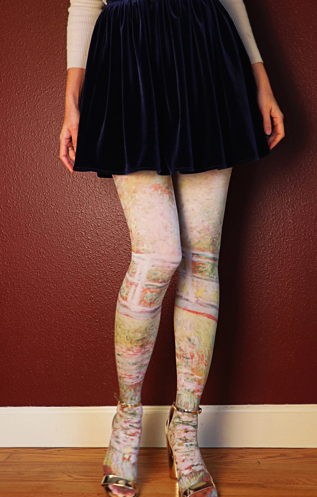 lace - trimmed women tights for a feminine feelJapanese Bridge By Claude Monet Printed Art Tights