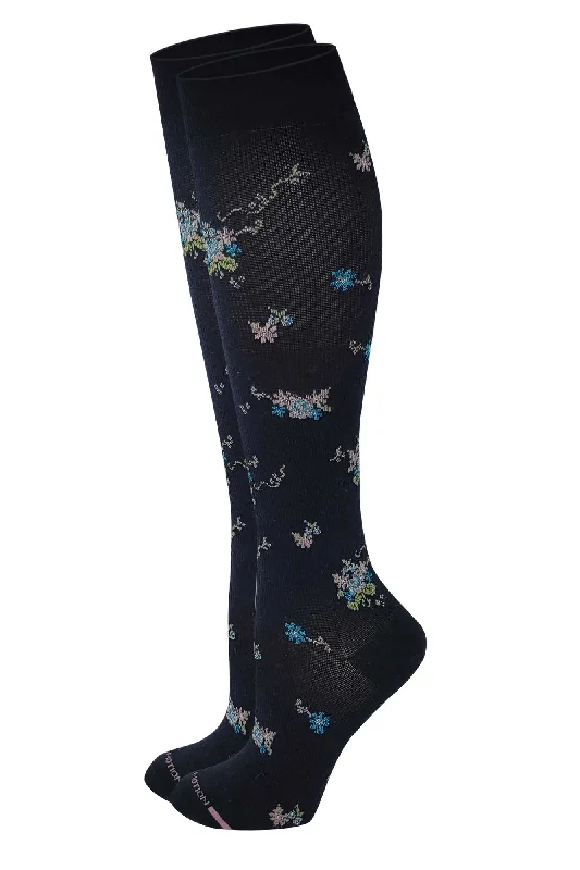 Women's cotton blend socks for breathabilityKnee High Compression Socks | Bouquet Floral Design | Women's (1 Pair)