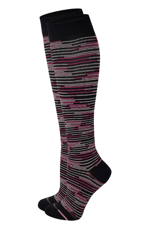 Women's leather - look socks for an edgy styleKnee High Compression Socks | Colorful Stripes Design | Women's (1 Pair)