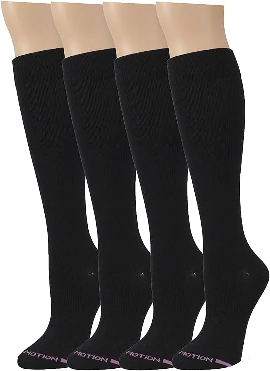 Women's anti - odor socks for long - day freshnessKnee High Compression Socks | Solid Black Color | Womens (4 Pairs)