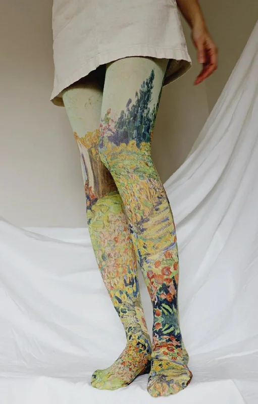 women tights for a Christmas party outfitLandscape by Van Gogh Printed Art Tights