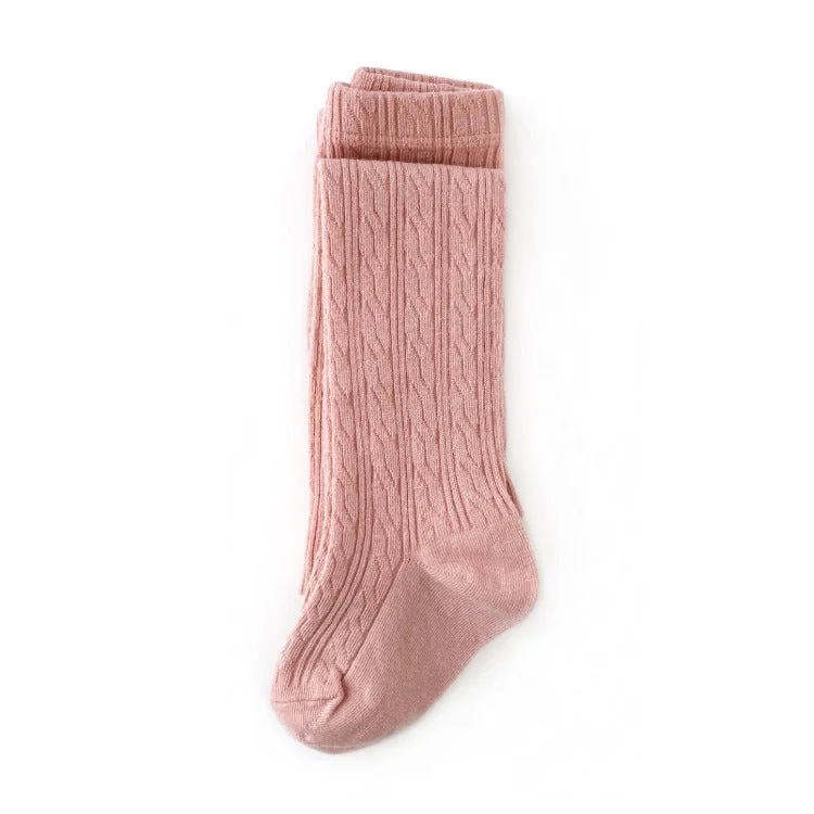women tights with a UV - protection feature for outdoor activitiesBlush Pink Cable Knit Tights