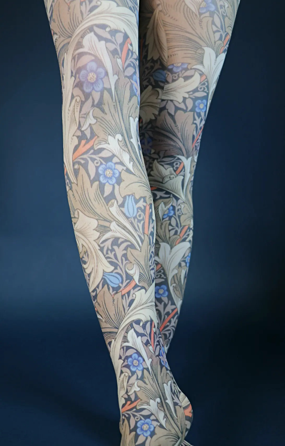 high - waisted women tights for tummy controlNavy Glanville by WILLIAM MORRIS Printed Art Tights high - waisted women tights for tummy controlNavy Glanville by WILLIAM MORRIS Printed Art Tights